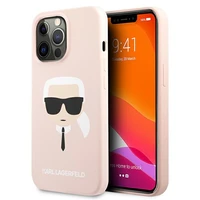 Karl Lagerfeld Silikoninis Karl`o galvos dėklas telefonui iPhone 13 Pro Max 6.7" - šviesiai rožinis