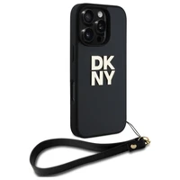 DKNY Wrist Strap Stock Logo dėklas telefonui iPhone 16 Pro - juodas