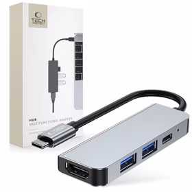 HUB Tech-Protect V2 4in1 USB-C - USB-A 3.0 / USB-A 2.0 / USB-C / HDMI - pilkas
