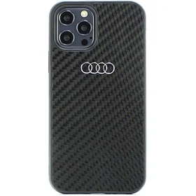 Audi anglies pluošto iPhone 12/12 Pro 6.1" juodas/juodas kietas dėklas AU-TPUPCIP12P-R8/D2-BK