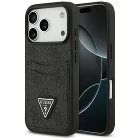 Guess 4G Nauble Card Triangle dėklas iPhone 17 Pro - juodas
