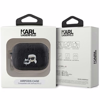 Karl Lagerfeld Monogram Karl & Choupette Head dėklas AirPods Pro 2 - juodas