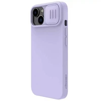 Dėklas Nillkin CamShield Silky Silicone Apple iPhone 15 Plus šviesiai violetinis