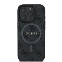 Guess 4G Žiedo klasikinio logotipo MagSafe dėklas telefonui iPhone 16 Pro - juodas