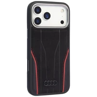 Audi R8 Natūralios odos Magnetinis dėklas telefonui iPhone 17 Pro Max - juodas ir raudonas