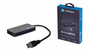 NATEC koncentratorius USB 3.0 Moth (4 prievadai, juodas)