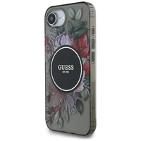 Guess IML Flowers Magnetinis dėklas telefonui iPhone 16e - juodas