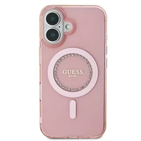 Guess IML Rhinestones Magnetinis dėklas telefonui iPhone 16 - rožinis