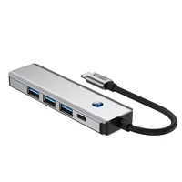 Tech-Protect HB01 HUB adapteris 5in1 USB-C + USB3.0 + HDMI 4K 60Hz + PD100W - pilkas