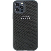 Audi anglies pluošto iPhone 12/12 Pro 6.1" juodas/juodas kietas dėklas AU-TPUPCIP12P-R8/D2-BK