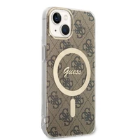 Rinkinys Guess GUBPP14SH4EACSW dėklas + įkroviklis iPhone 14 6.1" rudas/kietas dėklas 4G Spausdinimas Magnetinis