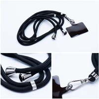 SWING (6mm) telefono dirželis, telefono pakabukas su reguliuojamu ilgiu / virvelės ilgis 165 cm (maks. 82,5 cm kilpoje) / ant peties arba kaklo – juodas