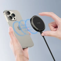 Tech-Protect QI15W-A33 indukcinis įkroviklis su MagSafe ir stovu su USB-A / USB-C kabeliu - juodas