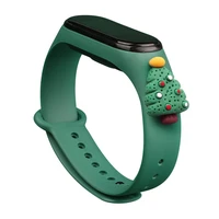 Dirželis Xmas Xiaomi Mi Band 3 / 4 Kalėdinis silikoninis dirželis apyrankė su Kalėdų eglute - tamsiai žalia
