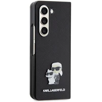 Karl Lagerfeld Saffiano Karl&Choupette Pin dėklas telefonui Samsung Galaxy Z Fold 5 - juodas