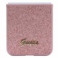 Guess Glitter Script dėklas telefonui Samsung Galaxy Z Flip 5 - rožinis
