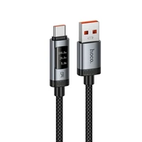 Kabelis USB A į USB C Hoco PD 6A 240W 1,2 m U148 su skaitmenine indikacija - juodas