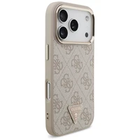 Guess 4G trikampio logotipo magnetinis dėklas iPhone 17 Pro - rožinis ir auksinis