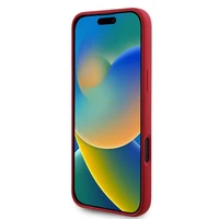 Karl Lagerfeld silikoninis Magnetinis dėklas telefonui iPhone 16 Plus su Karl & Choupette galvų žiedu - raudona