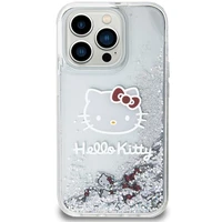 Hello Kitty Liquid Glitter Charms Kitty Head dėklas telefonui iPhone 15 Pro - sidabrinė