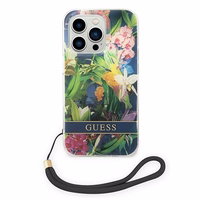 Guess GUOHCP14XHFLSB iPhone 14 Pro Max 6.7 "mėlynas/mėlynas kietas dėklas Gėlių dirželis