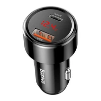 Įkroviklis automobilinis Baseus Series su LED ekranu ir 2 USB Quick Charge 45W juodas CCMLC20C-01