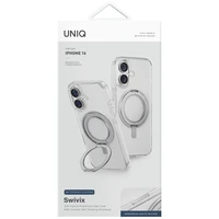 Uniq Swivix 360 sukamas stovas dėklas telefonui iPhone 16 - skaidrus
