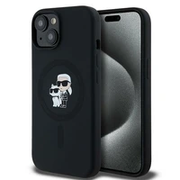 Karl Lagerfeld silikoninis Karl&Choupette magnetinis dėklas telefonui iPhone 15 Plus / 14 Plus - juodas