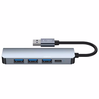 HUB Tech-Protect V0 5in1 USB-A - USB-A 3.0 / 3x USB-A 2.0 / USB-C - pilkas