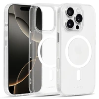 Liavec Blizgus Magnetinis Skaidrus dėklas telefonui Iphone 16 Pro Max balta