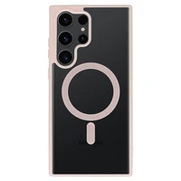 Akrilinis spalvotas magnetinis dėklas telefonui Samsung Galaxy S25 Ultra šviesiai rožinis