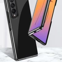Plating dėklas telefonui Samsung Galaxy Z Fold 4 su metaliniu rėmeliu mėlynas