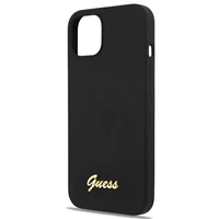 Guess GUHMP13MLSLMGBK dėklas telefonui iPhone 13 6.1" juodas kietas silikoninis su auksiniu logotipu MagSafe