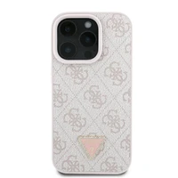 Guess Odinis 4G Trikampio Strass Magnētinis dėklas iPhone 16 Pro Max - rožinis
