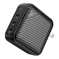 Sieninis įkroviklis INVZI GanHub 3x USB-C, 140W, EU/UK/AU/US (juodas)