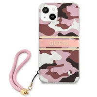 Guess GUHCP13MKCABPI iPhone 13 6.1" rožinis/rožinis kietas dėklas Camo Dirželis Kolekcija