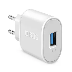 SBS TETR1USB2AWFAST 10W USB-A sieninis įkroviklis - baltas