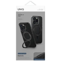Uniq Swivix 360 sukamas stovas dėklas telefonui iPhone 16 Pro - juodas