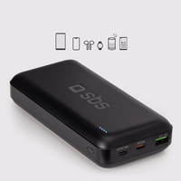 Išorinė baterija SBS TTBB20000PD20K 20000 mAh 20W PD USB-C, USB-A, Micro-USB - juoda