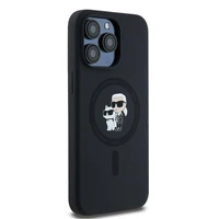 Karl Lagerfeld Silikoninis Karl&Choupette Ring MagSafe dėklas telefonui iPhone 15 Pro Max - juodas