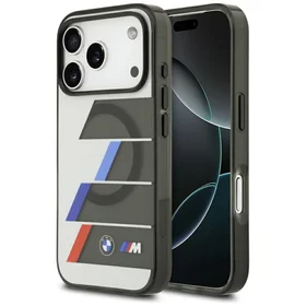 BMW M IML metaliniai mygtukai trispalvės linijos magnetinis dėklas telefonui iPhone 17 Pro - pilkas