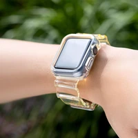Silikoninė apyrankė dirželis dėklas dirželis šviesos rinkinys Apple Watch 44mm - geltonas