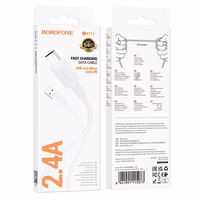 Borofone Kabelis BX111 Feliz - USB į Micro USB - 2,4A 1 metras baltas