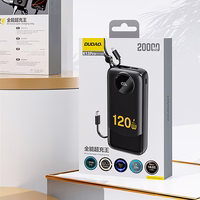 Dudao K13Pro 20000mAh išorinė baterija su įmontuotu kabeliu - juoda