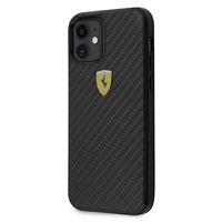 Ferrari FERCAHCP12SBK iPhone 12 mini 5.4" juodas/juodas kietas dėklas On Track Real Carbon