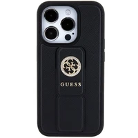 Guess dėklas telefonui su stovu Grip Stand 4G Saffiano Strass iPhone 15 Pro Max - juodas