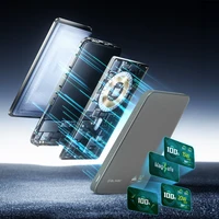 Blavec Išorinė baterija 5000mAh BJ-04 Itin Plona 7,8mm - Type C - 22,5W magnetinė Magsafe 3 in 1 (PBBJ04-MC5G) pilka stiklas