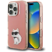 Karl Lagerfeld IML Aquarelle Choupette & Logo iPhone 16 Pro deklas - rozinis