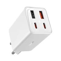 "Baseus GaN6 Pro" įkroviklis 65W 2 x USB-C 2 x USB-A su juodu USB-C kabeliu 100W 1m - baltas