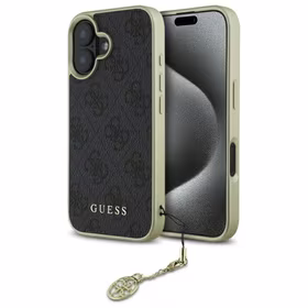 Guess 4G Charms Kolekcijos dėklas iPhone 16 Plus - juodas